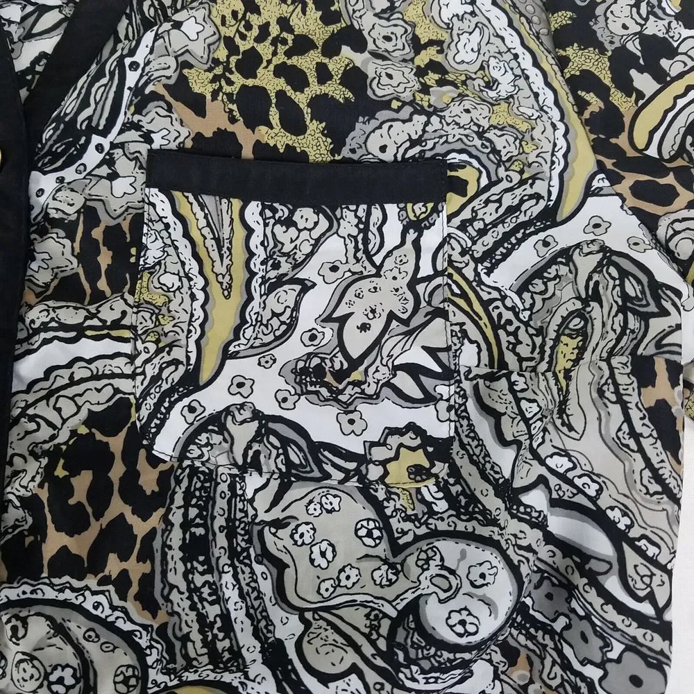 Notations Shirt Women Medium Top Paisley Long Sleeve Split Neck Pocket Button Up - Picture 6 of 11